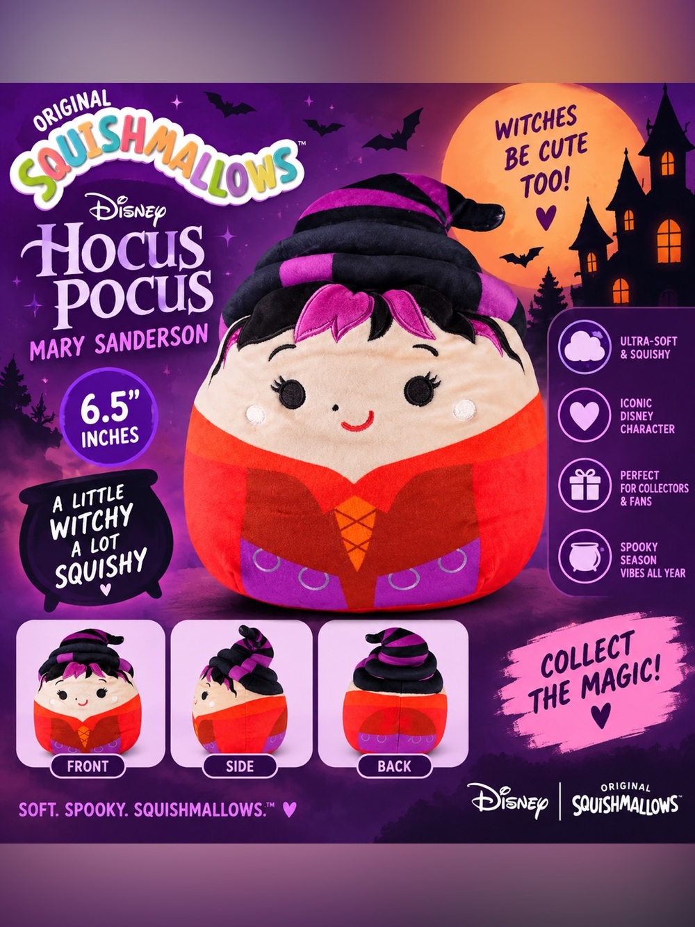 Squishmallows Disney hocus pocus Mary Sanderson Plush Toy - Red, Purple, Black